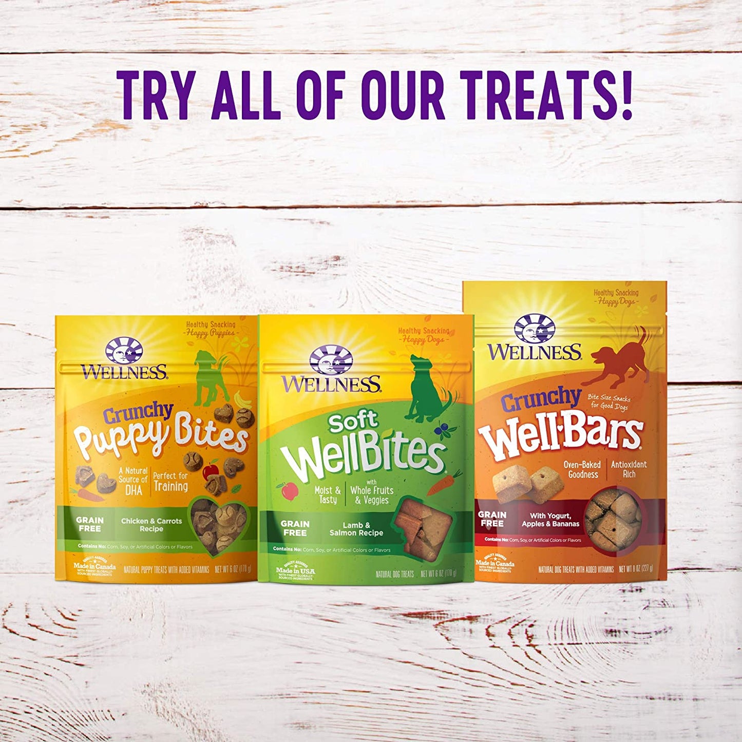 Wellness Soft Puppy Bites Natural Grain-Free Treats for Training, Dog Treats with Real Meat and DHA, No Artificial Flavors (Lamb & Salmon, 8-Ounce Bag)