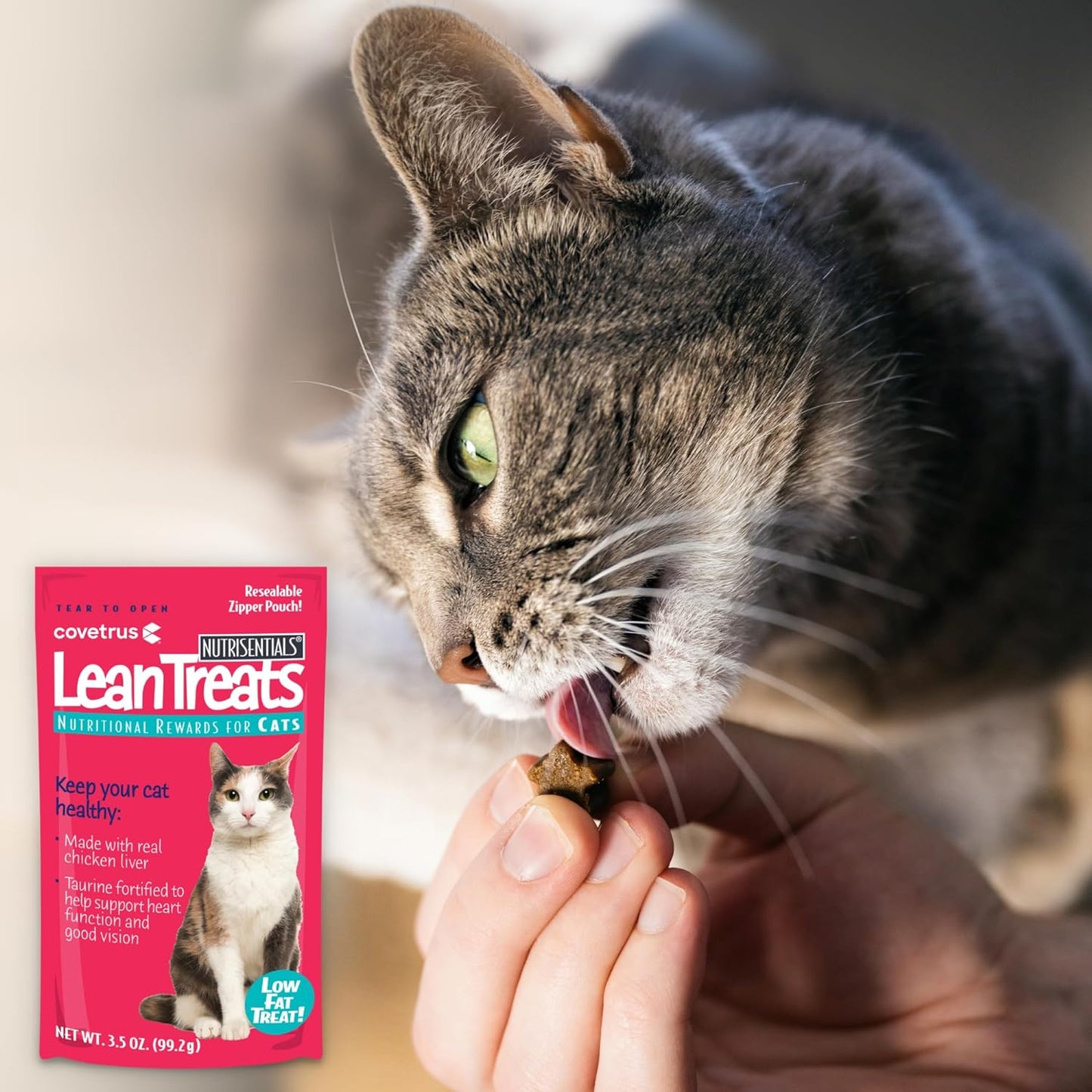 Nutrisential Lean Treats for Cats - Soft Cat Treats for Small, Medium, Large Cats - Nutritional Low Fat Bite Size Feline Treats - Chicken Flavor - 3 Pack - 3.5Oz