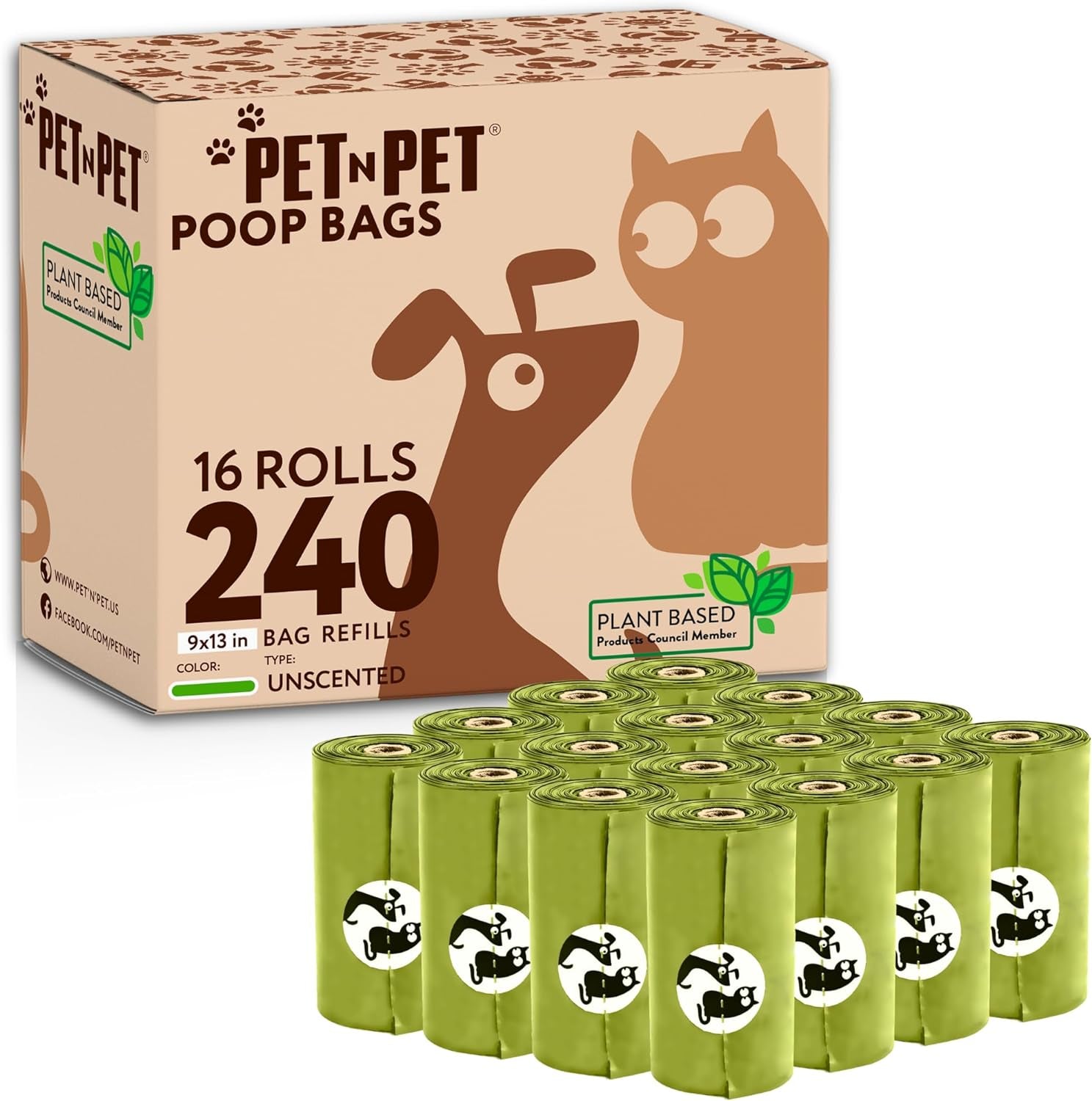 Poop Bags for Dogs, 240 Counts Compostable Dog Poop Bags Rolls, Dog Bags for Poop, Thick Dog Poop Bag Rolls, Doggy Poop Bags, 100% Leak-Proof Easy to Use Pet Poop Bags