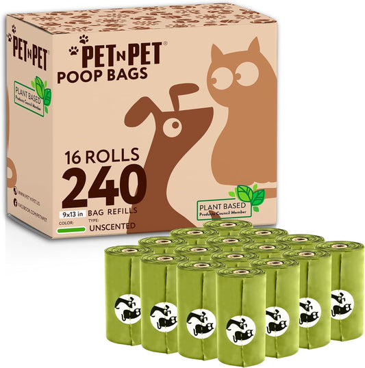 Poop Bags for Dogs, 240 Counts Compostable Dog Poop Bags Rolls, Dog Bags for Poop, Thick Dog Poop Bag Rolls, Doggy Poop Bags, 100% Leak-Proof Easy to Use Pet Poop Bags