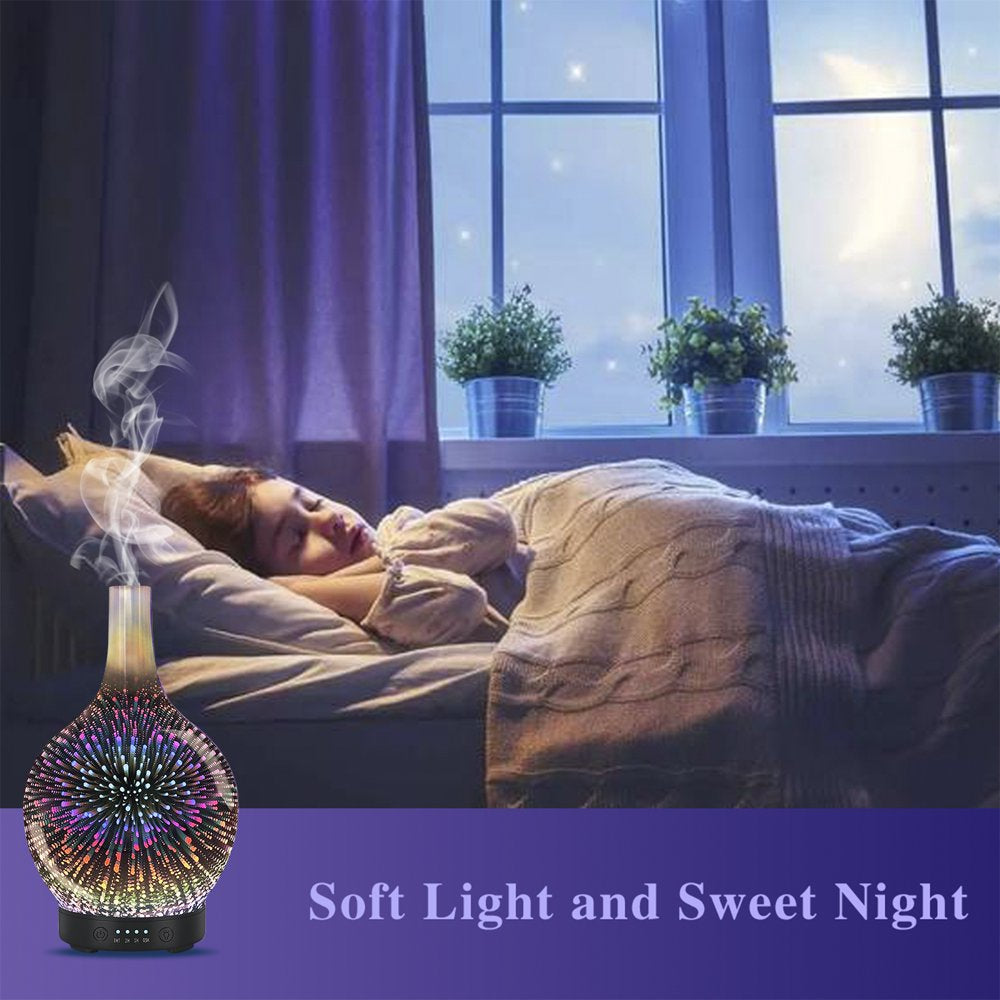 Aromatherapy Essential Oil Diffuser, Ultrasonic Cool Mist Aroma Diffuser, Whisper Quiet Humidifier with Time Setting,7 Colors LED Lights Changing for Home Office 120 Ml