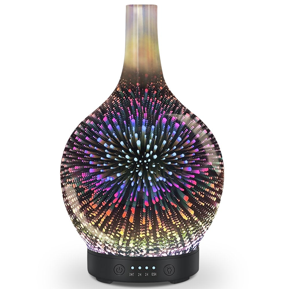 Aromatherapy Essential Oil Diffuser, Ultrasonic Cool Mist Aroma Diffuser, Whisper Quiet Humidifier with Time Setting,7 Colors LED Lights Changing for Home Office 120 Ml